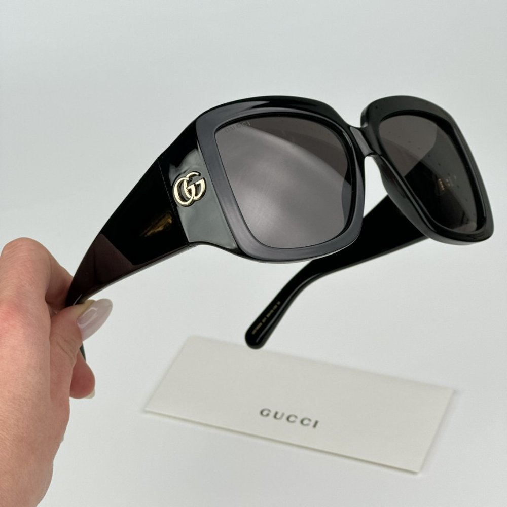 Gucci GG1402S 001 BRAND NEW Sunglasses Black Grey Women Square GG 1402S - Picture 3 of 14